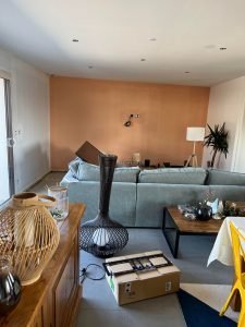 peinture mur orange maison